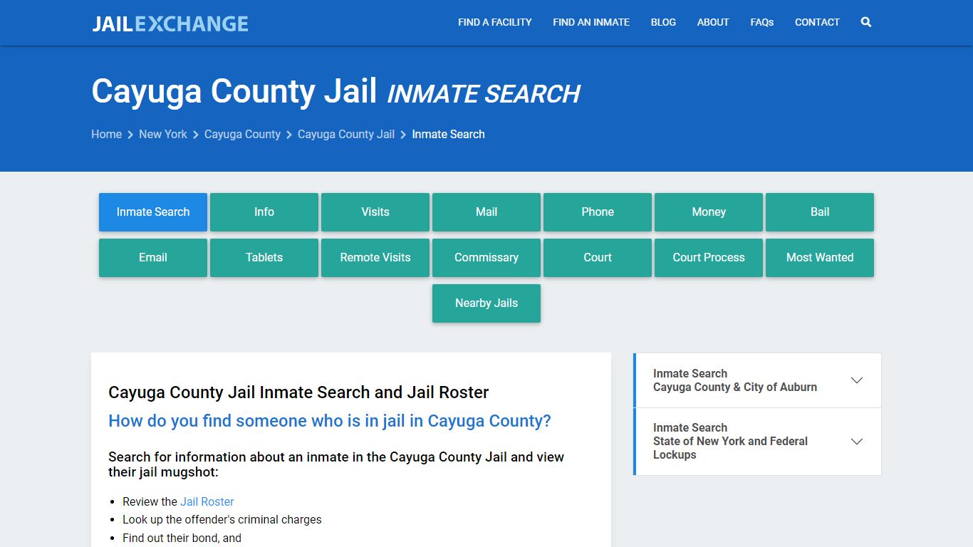 Inmate Search: Roster & Mugshots - Cayuga County Jail, NY - Jail Exchange