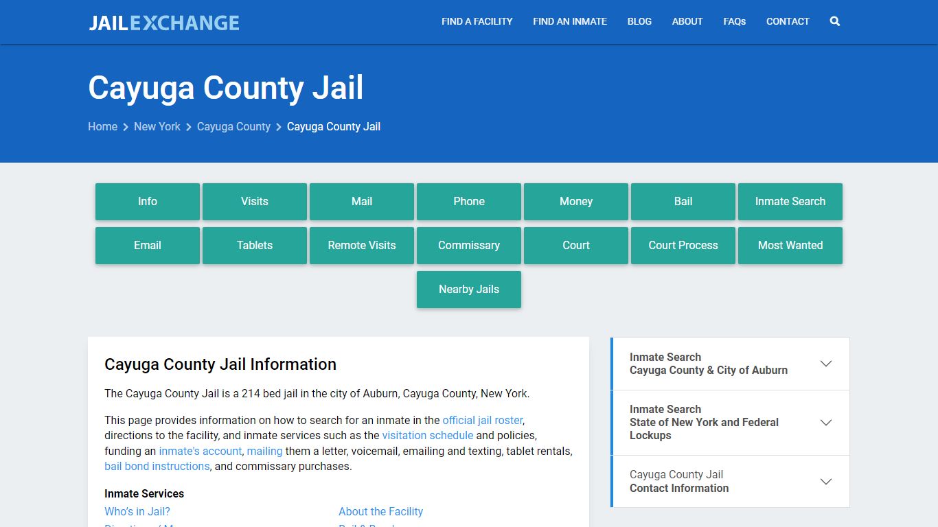 Cayuga County Jail, NY Inmate Search, Information